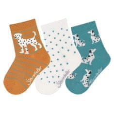 Sterntaler ponožky zimní 3 páry, dívčí, dalmatin, krémové 8422126, 18