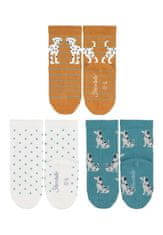 Sterntaler ponožky zimní 3 páry, dívčí, dalmatin, krémové 8422126, 18