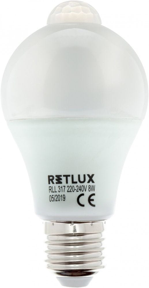 Retlux RLL 317 A60 E27 PIR žárovka 8W WW - zánovní