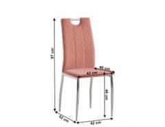 KONDELA Jídelní židle, růžová Velvet látka / chrom, OLIVA NEW