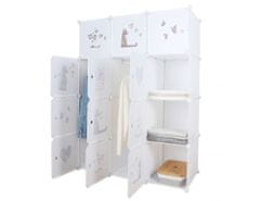 KONDELA Dětská modulární skříň, bílá / hnědý dětský vzor, Kitaro