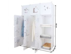 KONDELA Dětská modulární skříň, bílá / hnědý dětský vzor, Kitaro