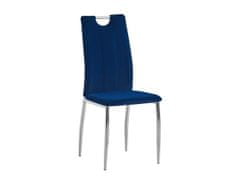 KONDELA Jídelní židle, modrá Velvet látka / chrom, OLIVA NEW