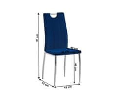 KONDELA Jídelní židle, modrá Velvet látka / chrom, OLIVA NEW