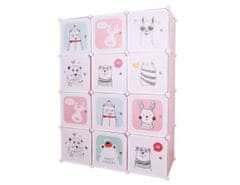 KONDELA Dětská modulární skříň, růžová / dětský vzor, Nurmi