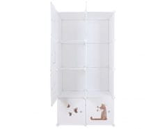 KONDELA Dětská modulární skříň, bílá / hnědý vzor, KIRBY