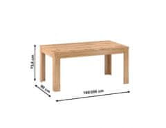 KONDELA Rozkládací jídelní stůl, 160-200cm, dub apalačský, Pusan S