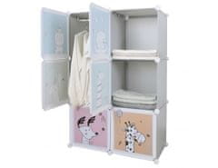 KONDELA Dětská modulární skříň, šedá / dětský vzor, Biaro