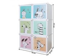 KONDELA Dětská modulární skříň, šedá / dětský vzor, Biaro