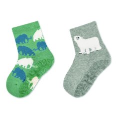 Sterntaler ponožky ABS protiskluzové chodidlo AIR, 2 páry zelené, lední medvěd 8132120, 24
