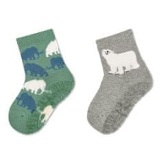 Sterntaler ponožky ABS protiskluzové chodidlo AIR, 2 páry zelené, lední medvěd 8132120, 24
