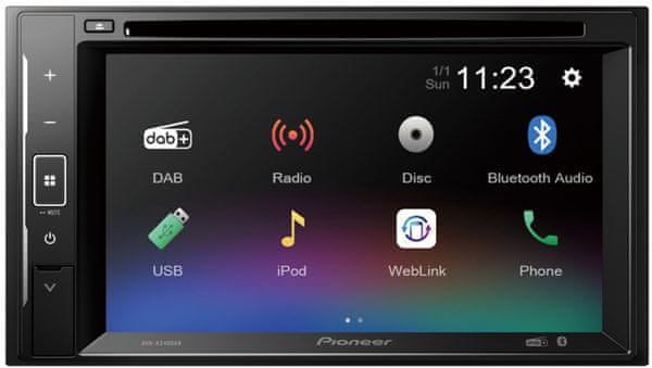  moderan autoradio s ekranom osjetljivim na dodir pioneer avh-a240dab bluetooth cd DVD pogon odličan zvuk web veza auxin za telefoniranje bez upotrebe ruku 