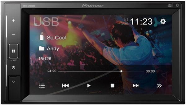  moderní autorádio s dotykovým displejem pioneer DMH-A240dab Bluetooth bez cd mechaniky skvělý zvuk weblink auxin handsfree 