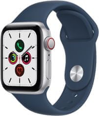 Apple Watch SE Cellular, 40mm Silver Aluminium Case with Abyss Blue Sport Band (MKQV3HC/A)