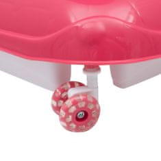 Baby Mix Dětské chodítko s volantem a silikonovými kolečky růžové