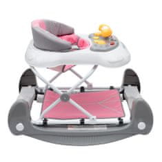 Baby Mix Dětské chodítko s houpačkou a silikonovými kolečky růžové