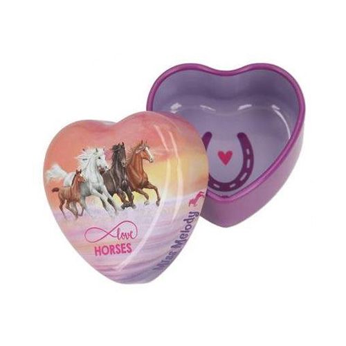 Miss Melody Plechová krabička ASST, Srdce, čtyři koně, love HORSES