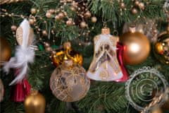 Decor By Glassor Vánoční zvonek čirý zlatý dekor