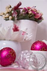 Decor By Glassor Vánoční baňka růžová květiny (Velikost: 8)