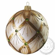 Decor By Glassor Vánoční koule krémová kamínky (Velikost: 10)