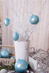 Decor By Glassor Vánoční koule modrá květy (Velikost: 10)