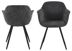 Design Scandinavia Jídelní židle s područkami Noella, textil, tmavě šedá