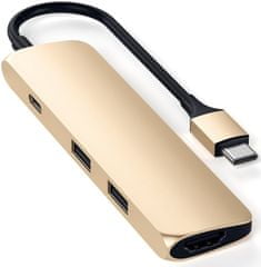 Satechi Aluminum SLIM Type-C MultiPort Adapter (HDMI 4K,PassThroughCharging,2× USB 3.0), arany (ST-CMAG)