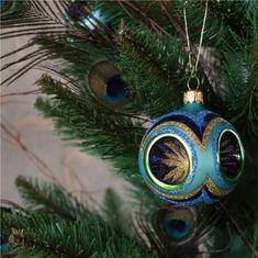 Decor By Glassor Vánoční koule tyrkysová s reflektory (Velikost: 8)