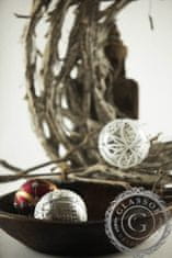 Decor By Glassor Skleněná vánoční baňka stříbrná kvítky (Velikost: 8)