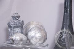 Decor By Glassor Skleněná kraslice stříbrná kvítky