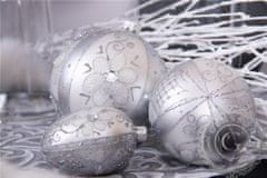Decor By Glassor Skleněná vánoční baňka stříbrná kvítky (Velikost: 10)