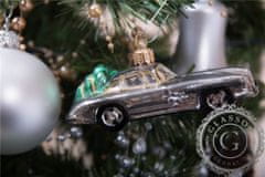 Decor By Glassor Vánoční ozdoba autíčko se stromkem stříbrné
