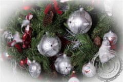 Decor By Glassor Skleněná vánoční baňka stříbrná kvítky (Velikost: 10)