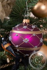 Decor By Glassor Vánoční koule fialová dekor (Velikost: 10)