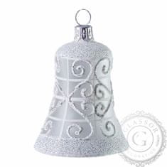 Decor By Glassor Vánoční zvonek s bílým dekorem