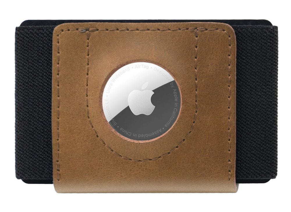 FIXED Kožená peněženka Tiny Wallet for AirTag z pravé hovězí kůže FIXWAT-STN2-BRW, hnědá
