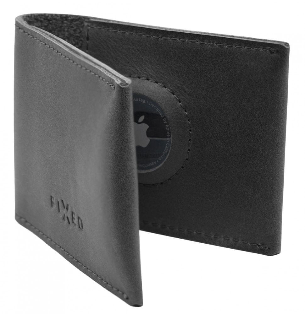 Levně FIXED Kožená peněženka Wallet for AirTag z pravé hovězí kůže FIXWAT-SMMW2-BK, černá