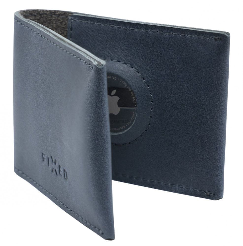 Levně FIXED Kožená peněženka Wallet for AirTag z pravé hovězí kůže FIXWAT-SMMW2-BL, modrá