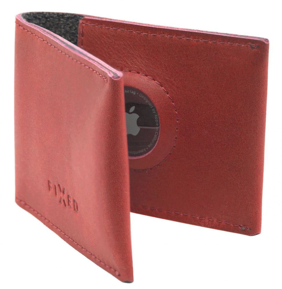 FIXED Kožená peněženka Wallet for AirTag z pravé hovězí kůže FIXWAT-SMMW2-RD, červená