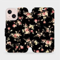 Mobiwear Flip pouzdro na mobil Apple iPhone 13 Mini - VD02S Květy na černé