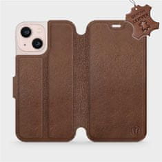 Mobiwear Luxusní kožené flip pouzdro na mobil Apple iPhone 13 Mini - Hnědé - L_BRS Brown Leather