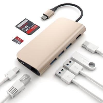 Satechi Aluminium Type-C Multi-Port Adapter (HDMI 4K,3x USB 3.0,MicroSD,Ethernet)