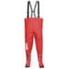Dětské brodící kalhoty červené SPIDER - nastavitelný pás, odolný postroj, spona FixLock Nexus, ochranný oblek, prsačky, kalhotoboty, rybářské kalhoty pro děti, pro teenagery 21 - 36 EU, 35/36