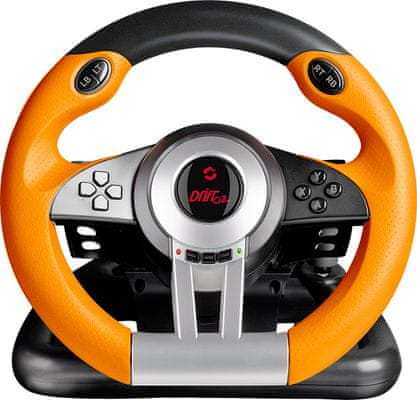 Herní závodní volant Speedlink Drift O.Z. sekvenční řazení pádla pod volantem intenzivní vibrace robustní konstrukce vysoce odolné pedály optimální uchopení 