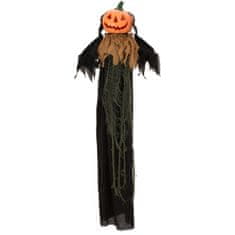 Europalms Halloweenská postava s dýňovou hlavou, s animacemi, k zavěšení,115 cm