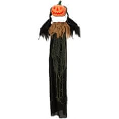Europalms Halloweenská postava s dýňovou hlavou, s animacemi, k zavěšení,115 cm