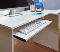 Bruxxi Rohový psací stůl Buero, 140 cm, bílá