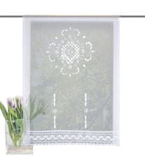 Home Wohnideen Záclona vitrážová, vyšívaná s krajkou, lněná struktura, Rokaj, Bílá Rozměr textilu: 100 cm (V), 60 cm (Š)