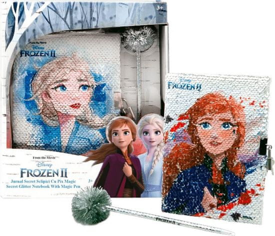ToyCompany Diář na zámek s překlápěcími flitry + tužka Frozen Ledové království