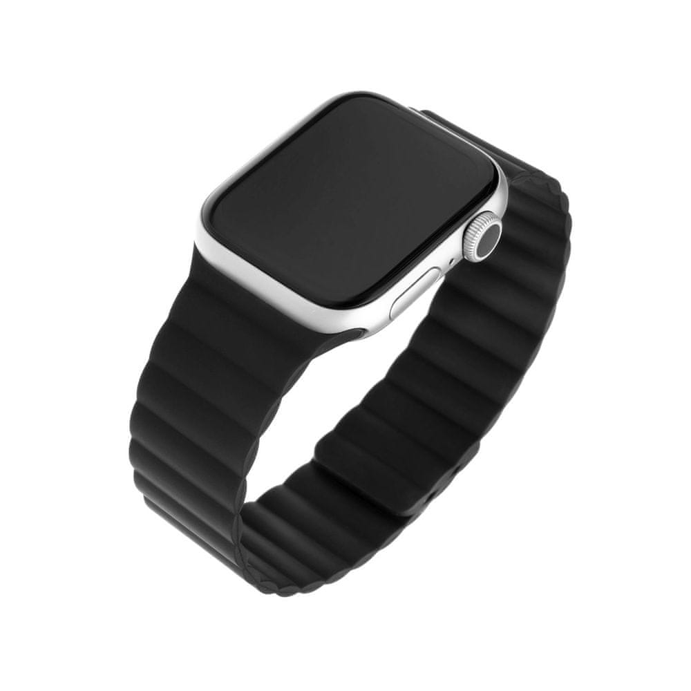 FIXED Silikonový řemínek Magnetic Strap pro Apple Watch 42 mm/44 mm, černý FIXMST-434-BK